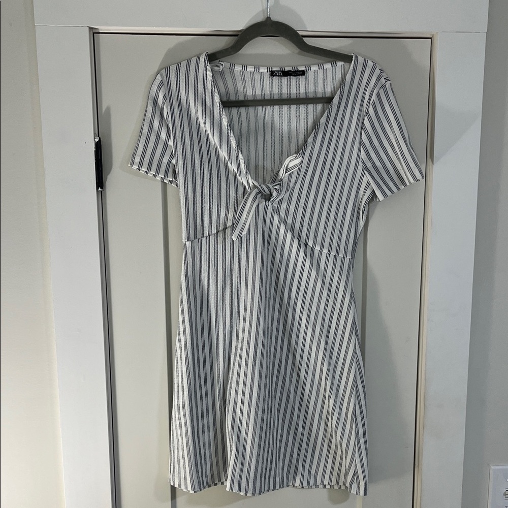 Zara Gray Striped Mini Dress